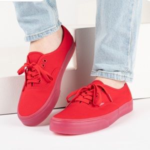 solid red red slip on vans